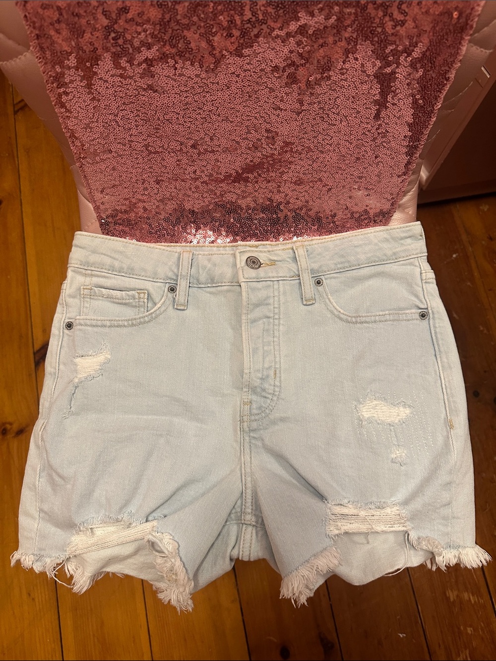 Old Navy Light Wash Distressed Denim Cutoff Shorts
